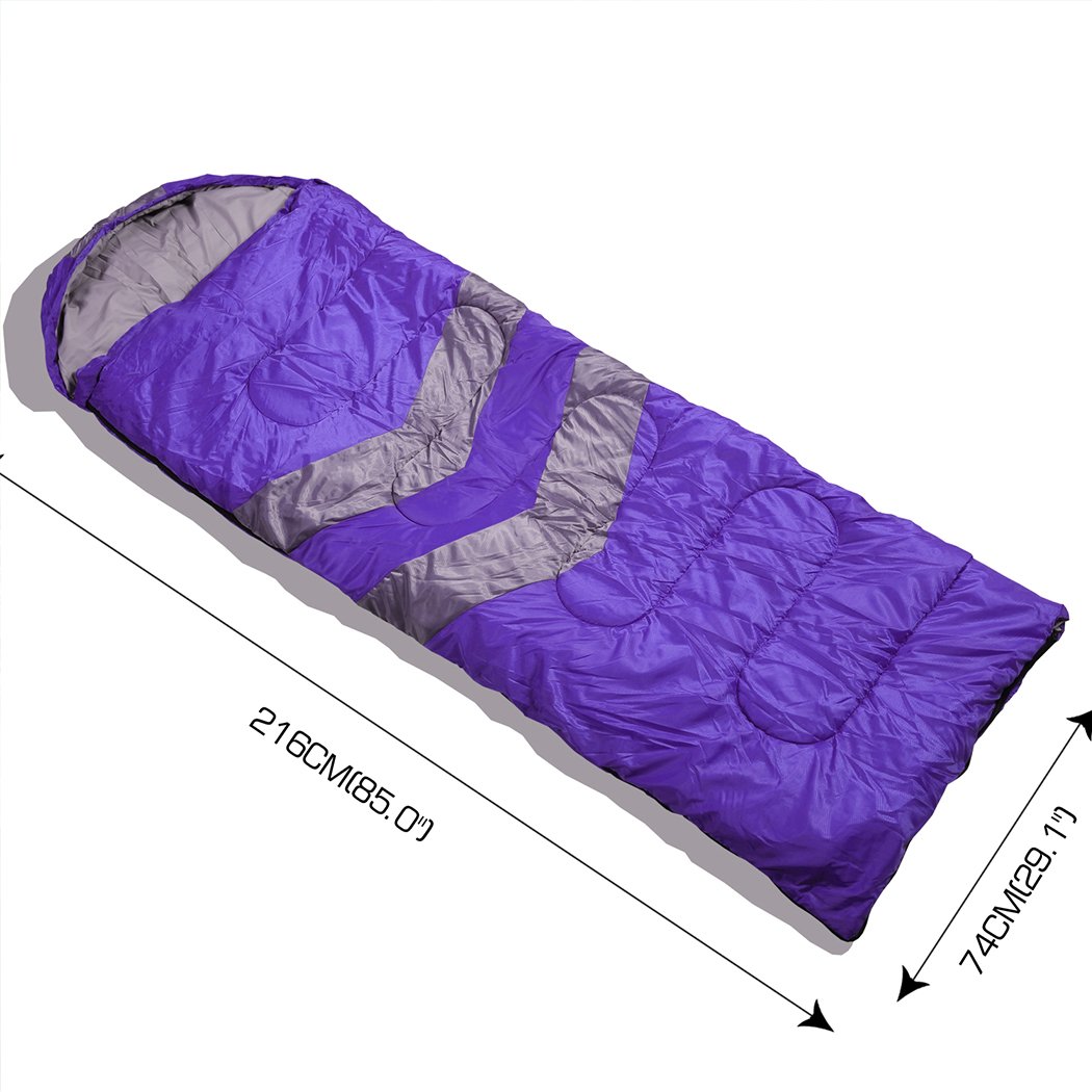 Mountview -20°C Outdoor Camping Thermal Sleeping Bag in purple, showcasing its water-repellent exterior and comfortable design.